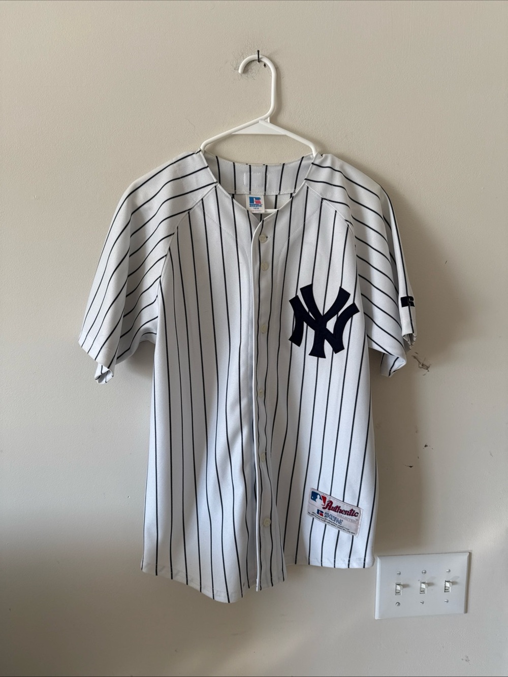Boy’s Russell Athletics Jason Giambi #25 NY Yankees MLB Jersey Sz Youth L - RARE